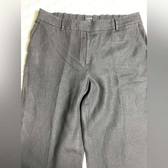 Talbots Size 14 Black 100% Linen Lightweight Cropped Elastic Waistband Pants - Picture 7 of 15